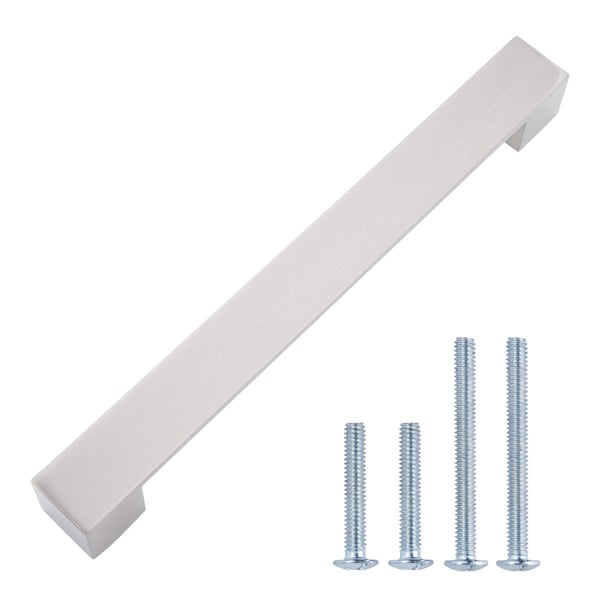 South Main Hardware Short Modern Cabinet Handle, 8.94" Length (7.56" Hole Center), Satin Nickel, 10PK SH205-SN-10 - main